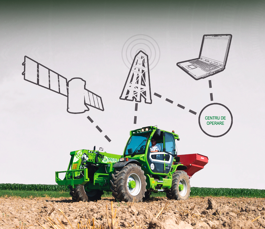 Agricultura digitalizata - Infografice deasupra unui tractor
